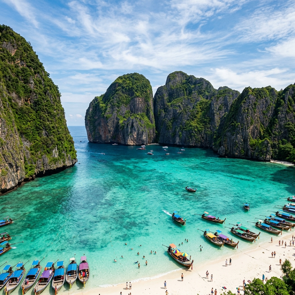Limestone cliffs and turquoise water of the Phi Phi Islands