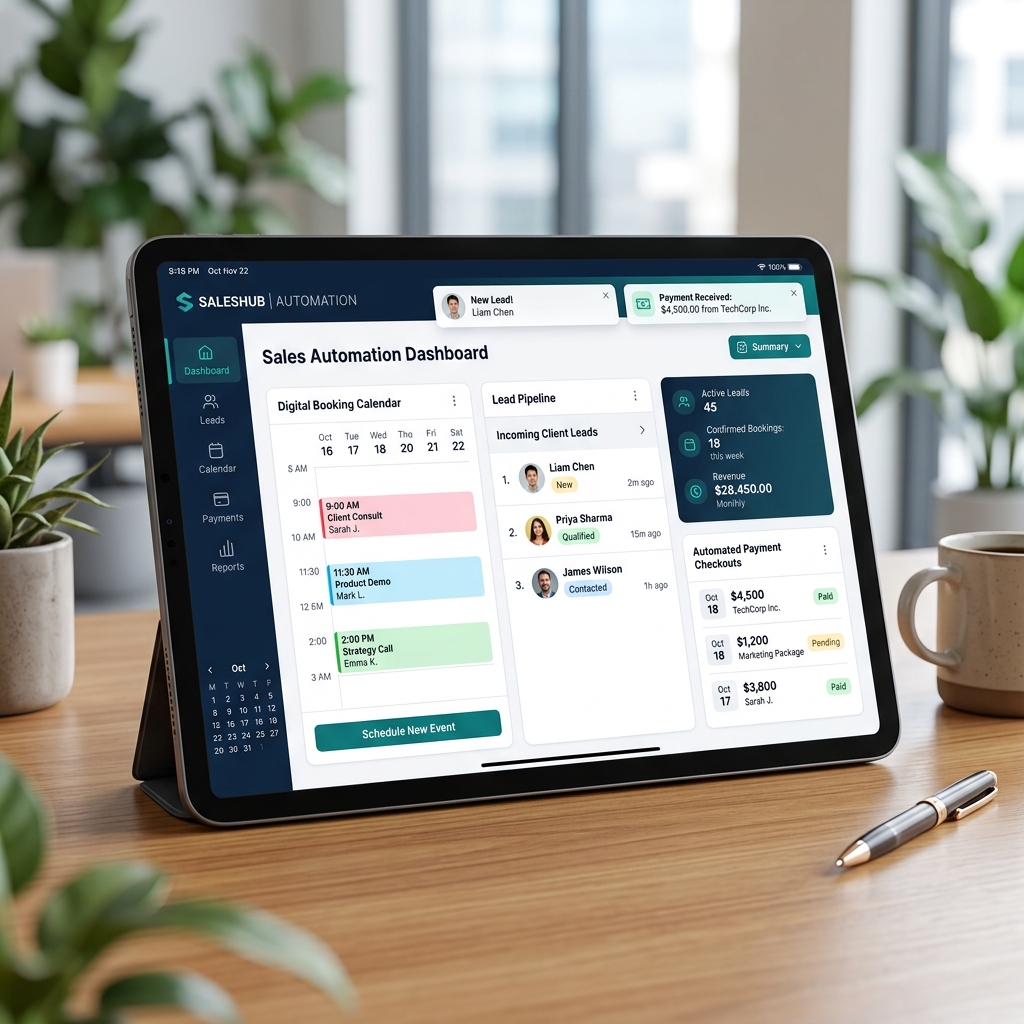 Automated lead capture checkout forms and booking calendars